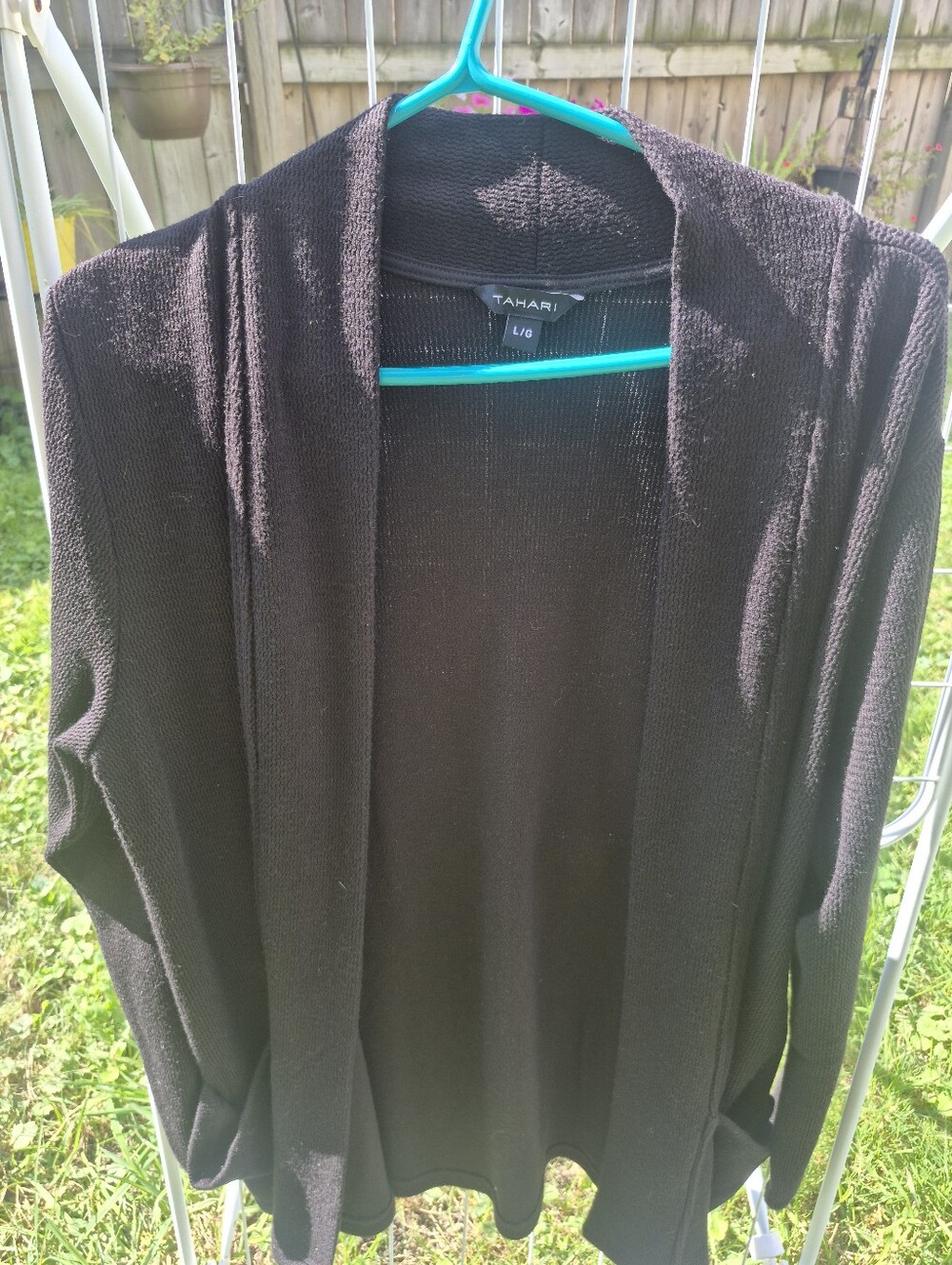 Tahari Black Open-Front Knit Cardigan